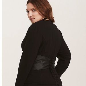 Torrid Ponte & Faux Leather Corset Blazer